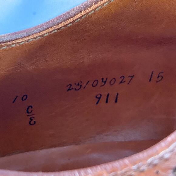 ALDEN Size 10 Tan Perforated Leather Cap Toe Lace-Up Shoes - Picture 8 of 9